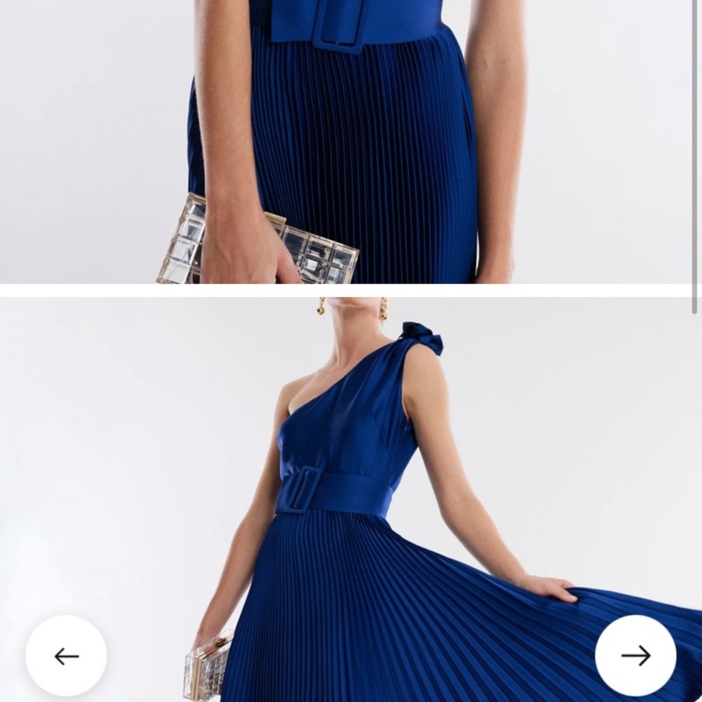 BCBG Blue Pleated One Shoulder Sundress - Picture 2 of 3